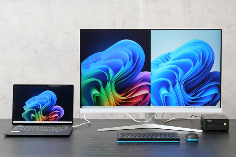 PbyPではそれぞれの表示解像度が6Kの半分になり、縦長のデスクトップとなるが、それぞれの領域が重ならず表示できる