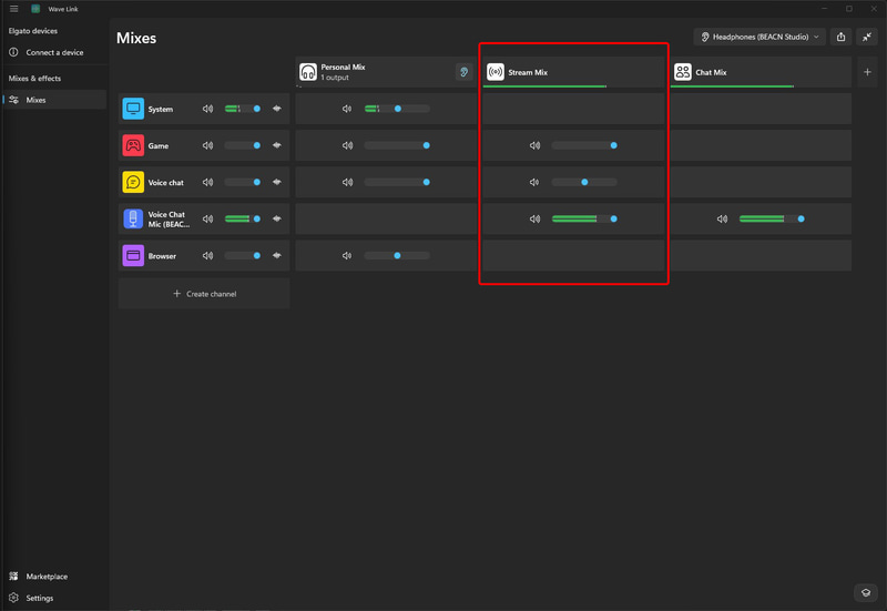 Chatにはマイクのみをルーティング