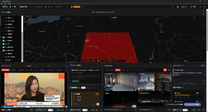 「World Monitor」Windows版の画面