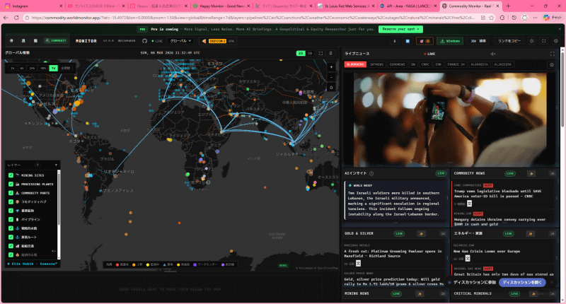 「Commodity Monitor」では鉱業、金属、エネルギー商品、重要鉱物の動向が確認できる