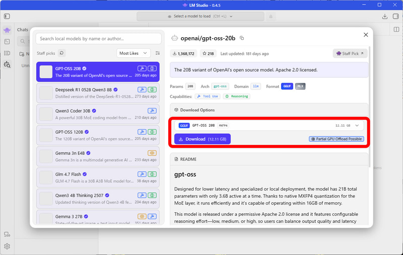 VRAM 12GB以下のGPUでは、このように一部だけ読み込むことしかできない