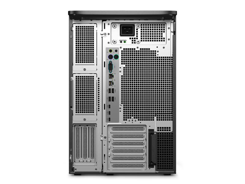 Dell Pro Precision 9 T6の背面。拡張スロットが左側にもついている