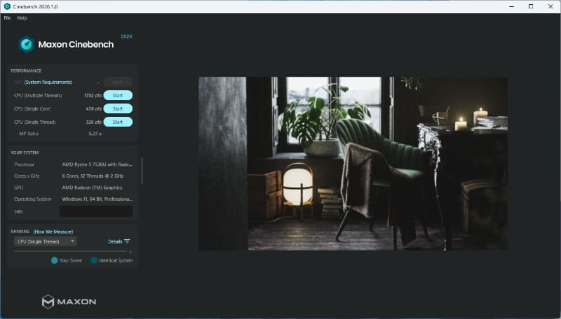 Cinebench 2026の結果