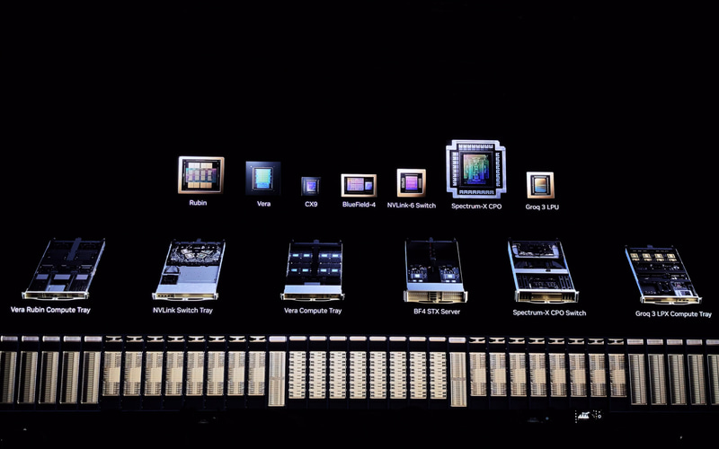 Vera Rubin世代に用意されている7つのチップ、CESの段階では6つだったが、今回Groq 3 LPUが加わって7つになった