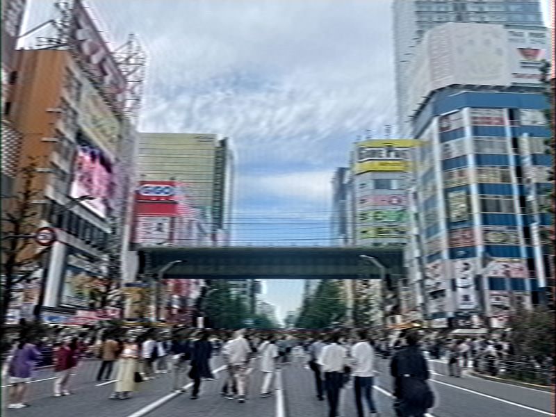 NTSC/VHS エフェクトの使用例。左: デフォルト設定で加工した写真、右: 加工前写真