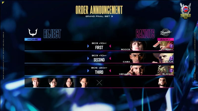 運命の3周目。後がないBanditsは先鋒にBooceのテリーを置いて全勝に賭ける