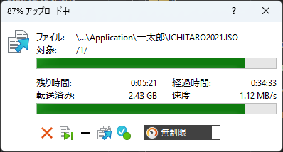 転送速度は1MB/s台となるため、正直カードリーダで転送した方が速い
