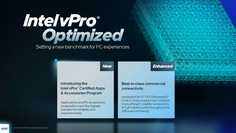 アプリや周辺機器の認定プログラム「Intel vPro Certified Apps & Accessories」も