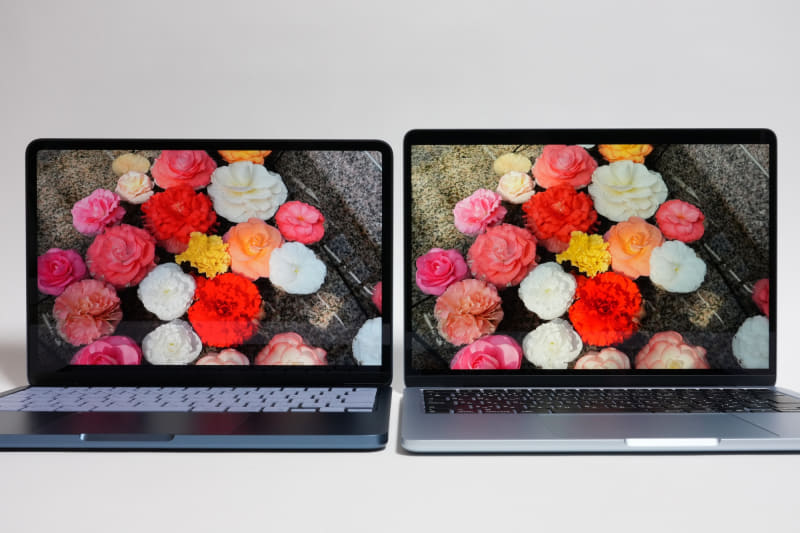 同じ写真を表示して並べてみても、発色や視野角に違いは感じられない