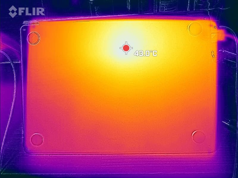 高負荷時の温度は、Neoが36.4℃、Air(M5)が43.0℃となった(室温26.8℃で測定)