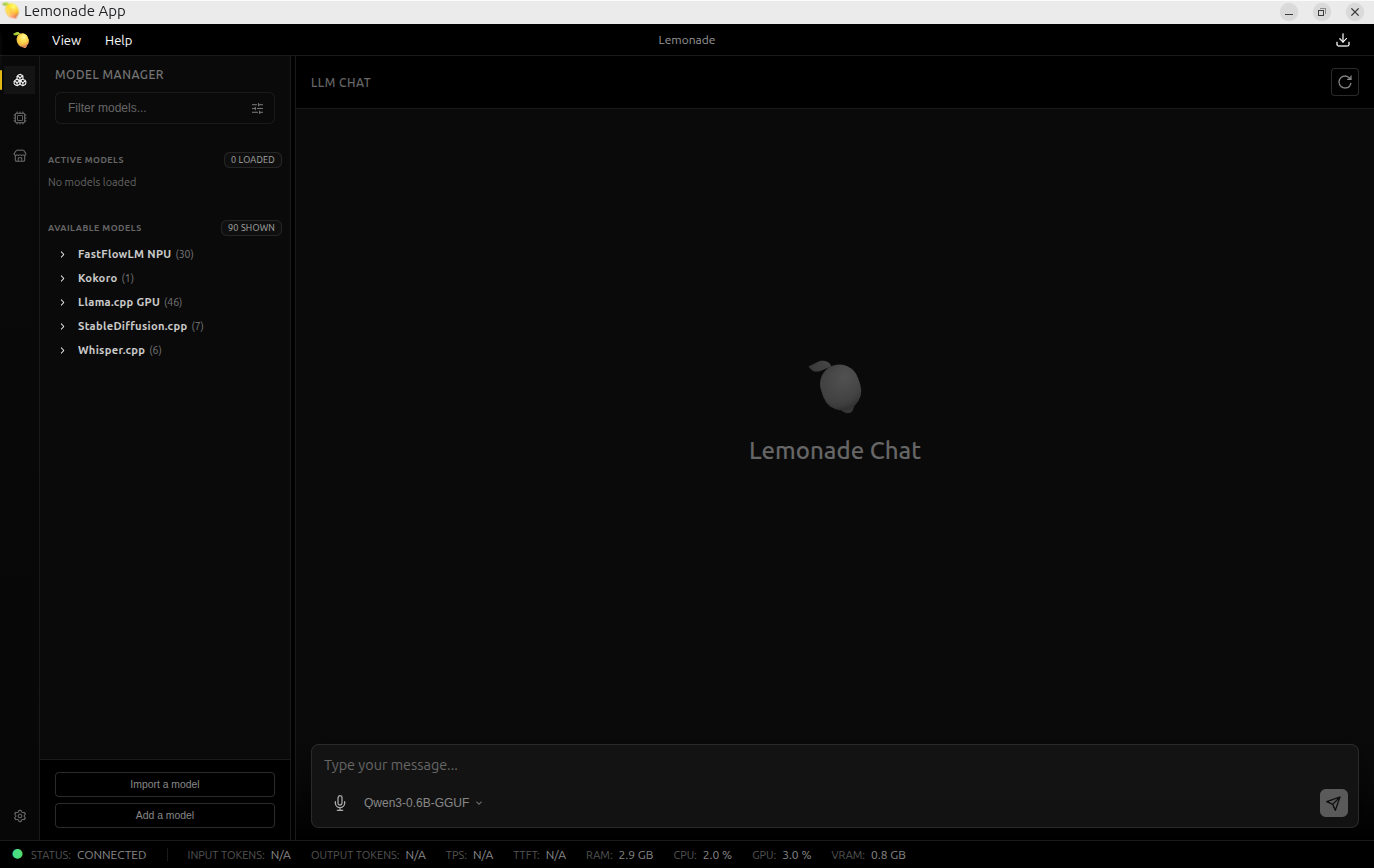 起動直後のLemonade Web App