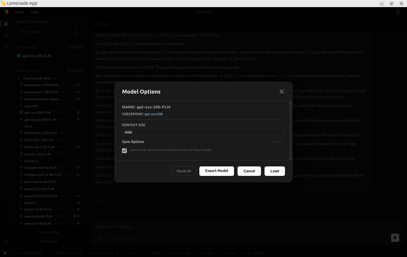 デフォルトのコンテキストサイズは4,096とのことで、個人的には2桁少ない