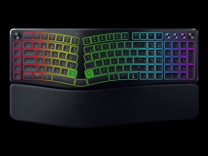 全体のキー配置。Bキーやスペースキーは左右どちらの手でも押しやすい配置に