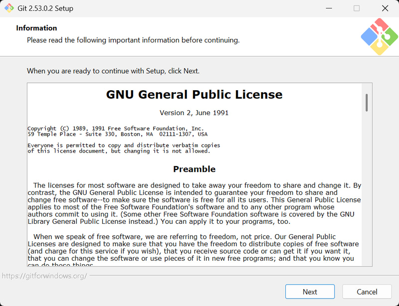 ダウンロードしたファイルを実行してセットアップウィザードを起動し、ライセンス内容を確認して「Next」をクリック