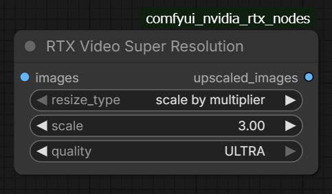 これがノード。scale(倍率)とquality(画質)を設定するだけと使い方も簡単だ。ワークフローへと手軽に組み込める