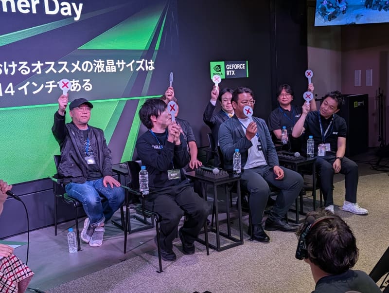 テーマに対して、全員がマルかバツかの札を挙げる仕組み