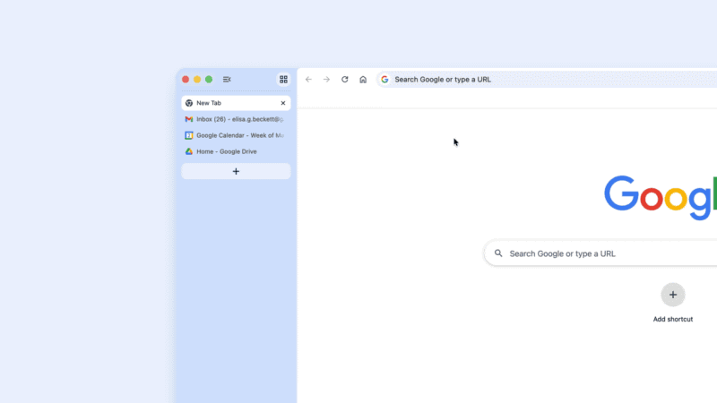 タブを縦に表示する機能