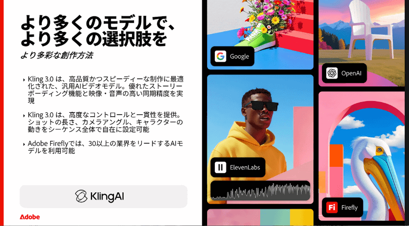 FireflyのKling 3.0モデルのサポート