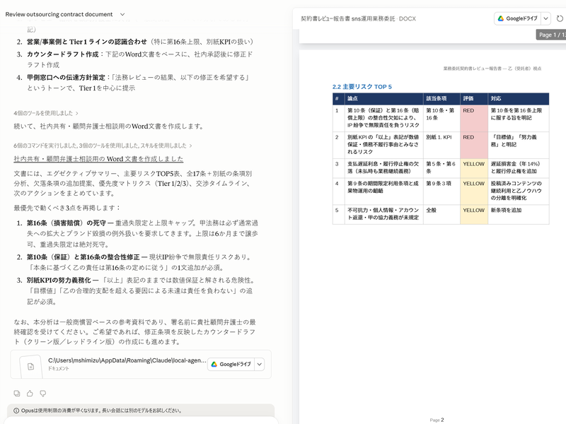 リスクなどの詳細なレポートが生成される