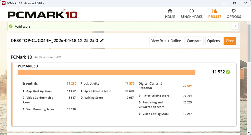 PCMark 10 Standardの結果