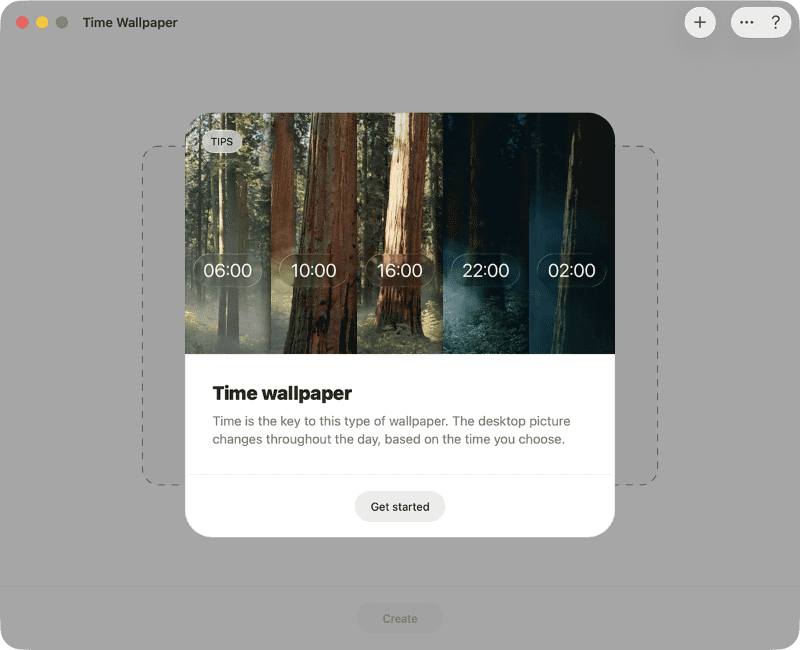 「Time」の概要が表示されたら、[Get started]をクリックします