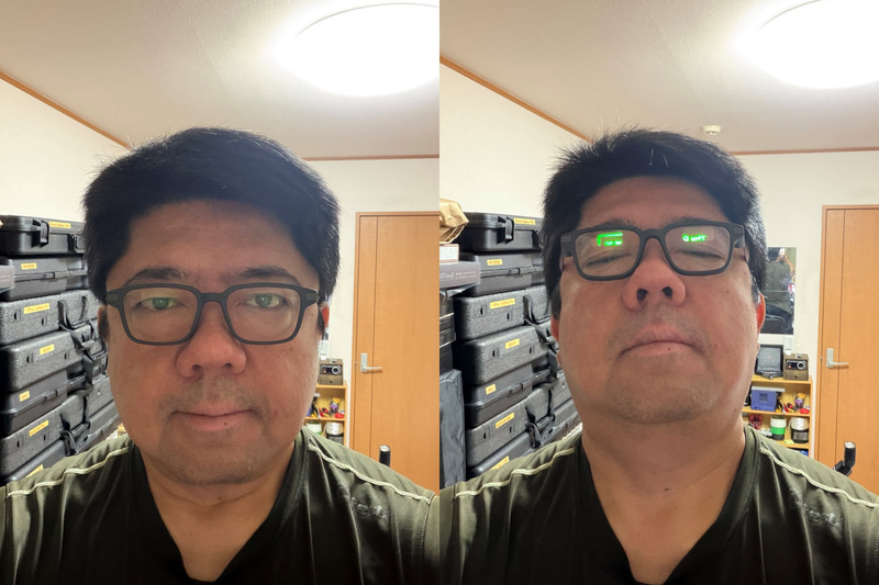 顔を相当上に向けなければ、画面になにが表示されているかは見えない