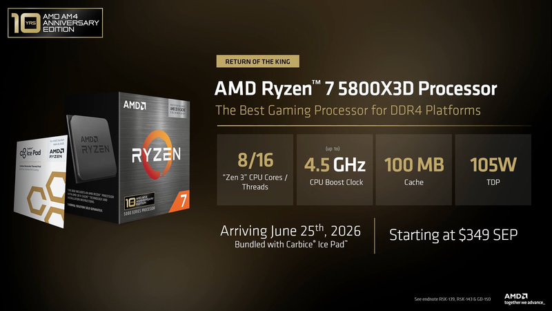 Ryzen 7 5800X3D 10th Anniversary Edition(出典: AMD AT COMPUTEX 2026、AMD)