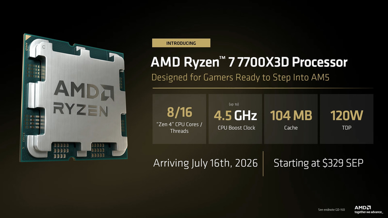 Ryzen 7 7700X3D(出典: AMD AT COMPUTEX 2026、AMD)