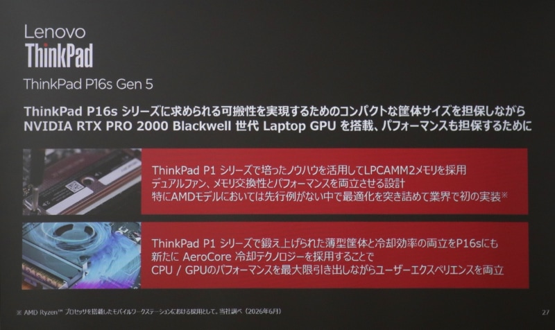 LPCAMM2を初採用。なお、AMDに関しては初めてのLPCAMM2搭載のため、特に苦労したという