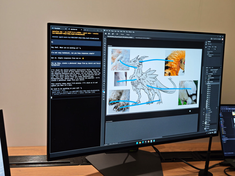 エージェント型AIがAdobe Photoshopを操作しながらコンテンツを制作していく様子