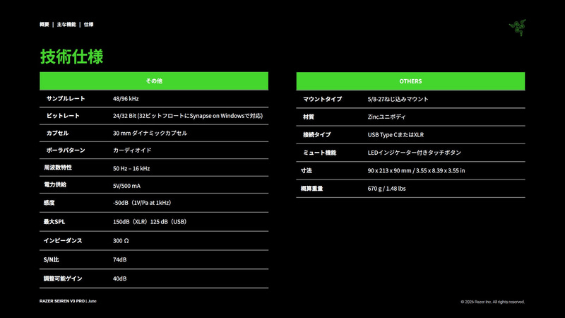 おもな技術仕様