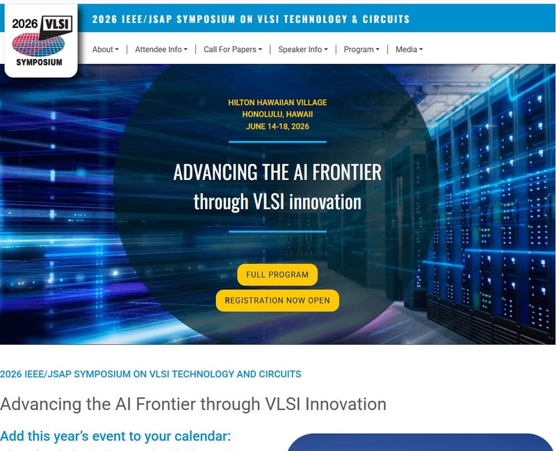 <a href="https://www.vlsisymposium.org/" class="n" target="_blank">VLSIシンポジウムの公式Webサイト</a>。トップページの一部を抜粋したもの