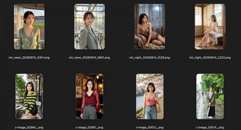 自動生成した写真。一部動画の1stフレームも含まれ、動画のサムネイルと一致しているものもある