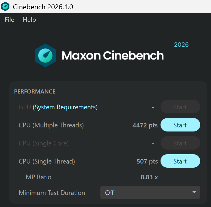 Cinebench 2026の結果
