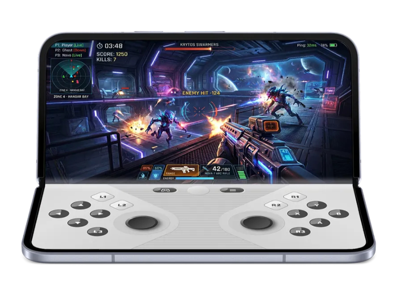折りたたみ式スマートフォン向けのゲーム表示機能