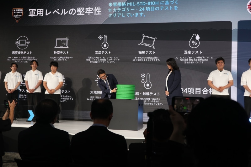 天板に100kgの荷重をかけるデモ