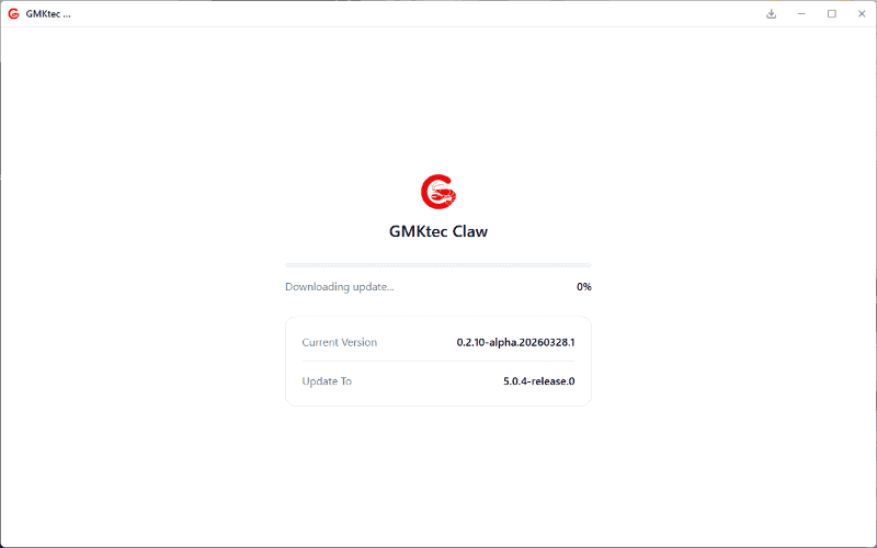 GMKtec Claw。プリインストール版は古いようで、すぐさまアップデートが実施された