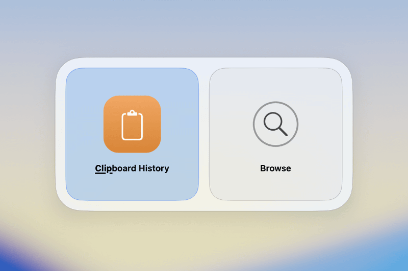 クリップボード履歴を利用したいときは、「clip」と入力します。このようなアイコンが候補に表示されたら[return]キーを押しましょう