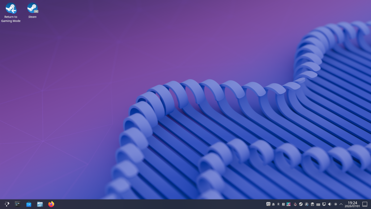 SteamOSでKDE Plasmaを起動したところ