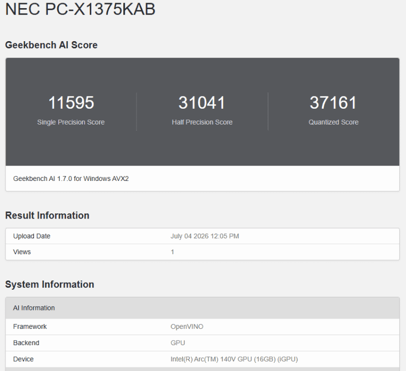 Geekbench AI GPU