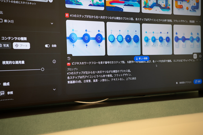 より具体的なプロンプトで背景の図を作成し、文字はPowerPointで入力すれば、効率的にイメージへ近づけられる