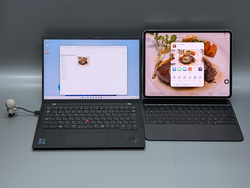 これはiPad→Windowsに転送を行なっている様子。共有メニューからアプリを選択するという一般的な操作方法