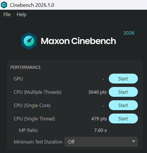 CINEBENCH 2026の結果