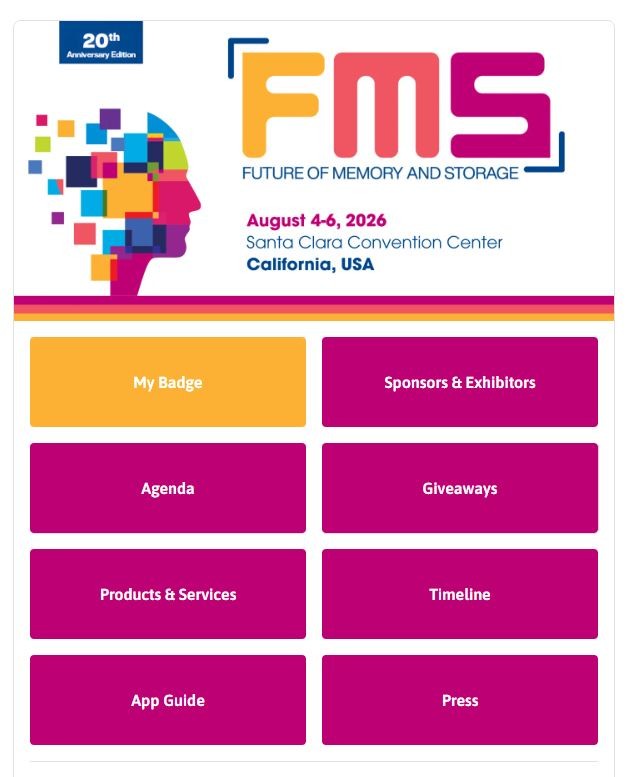 FMS 2026のアプリ(スマートフォンおよびPC)画面。筆者の登録画面を抜粋したもの