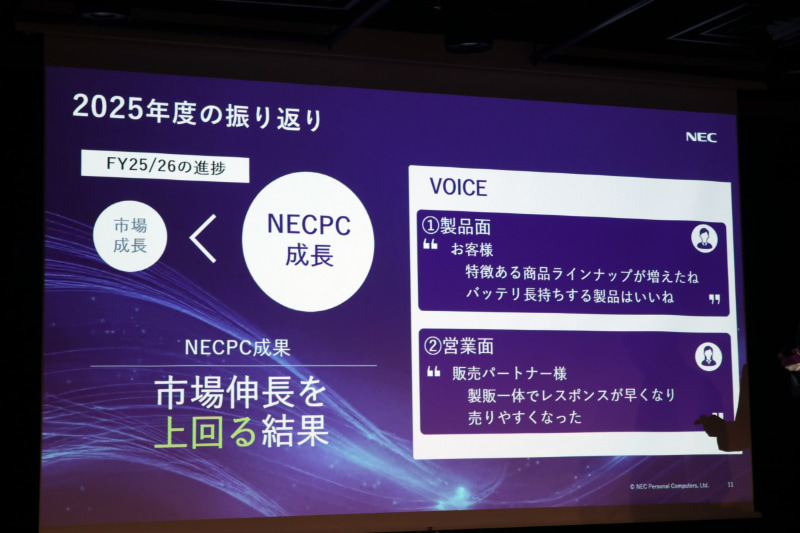 市場伸長を上回る結果を残したNEC PC