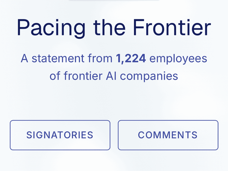 共同声明「Pacing the Frontier」では、AI開発の速度を意図的に調整する手段の整備を米政府に求めている