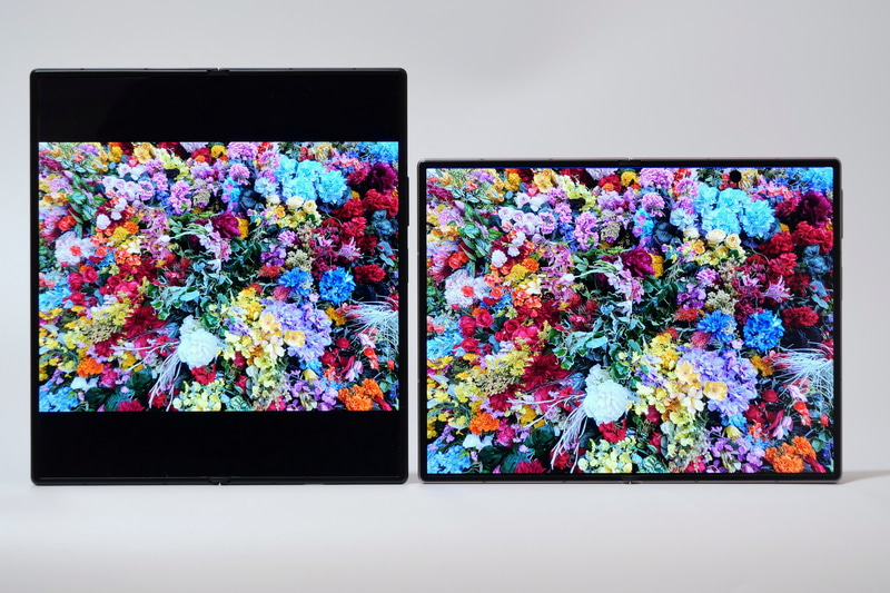 アスペクト比4:3の写真は、Z Fold8(右)は折りたたみディスプレイ側ではフル表示時に画面いっぱいに表示可能だが、Z Fold8 Ultra(左)は上下に非表示領域が発生する