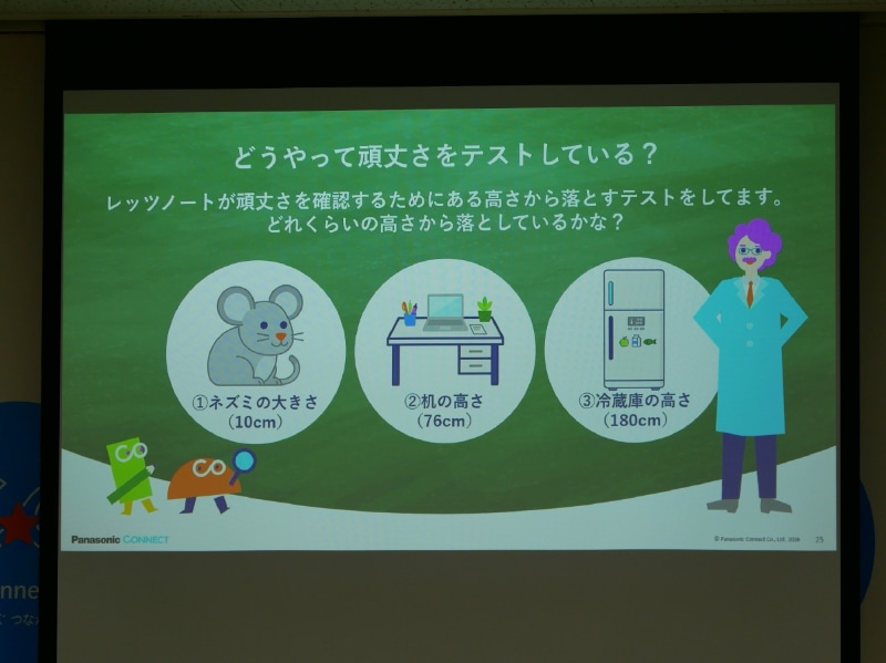 レッノートの頑丈さに関するクイズが出された
