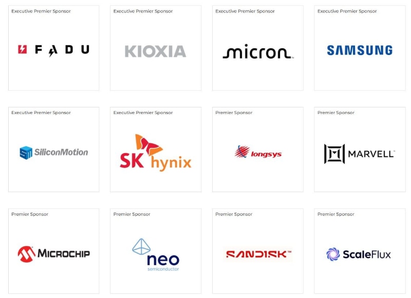 FMS 2026のプレミアムスポンサー一覧。<a href="https://www.terrapinn.com/conference/future-memory-storage/sponsors-and-exhibitors.stm" class="n" target="_blank">FMS 2026の公式webページ</a>を筆者が抜粋したもの