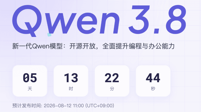ModelScopeの「Qwen3.8-2.4T-A95B」ページ。公開予定時刻は2026年8月12日11時(日本時間)